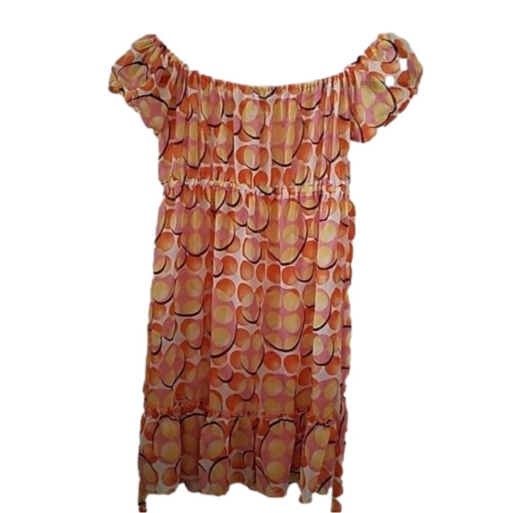 Juju & B Women’s Medium Sheer Peasant Dress Short Sleeve Casual